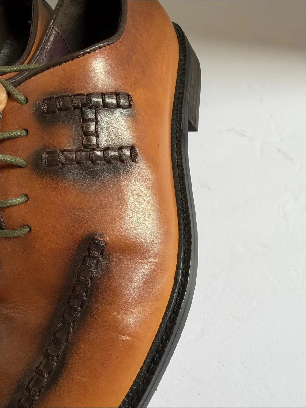 Hermes Brown and Black Two-Tone Leather Lace-Up Oxfords